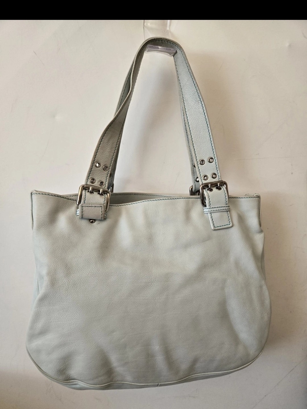 Vintage AUTHENTIC Marc Jacobs STELLA BAG Pale Blue LEATHER Y2K LARGE - Picture 3 of 7